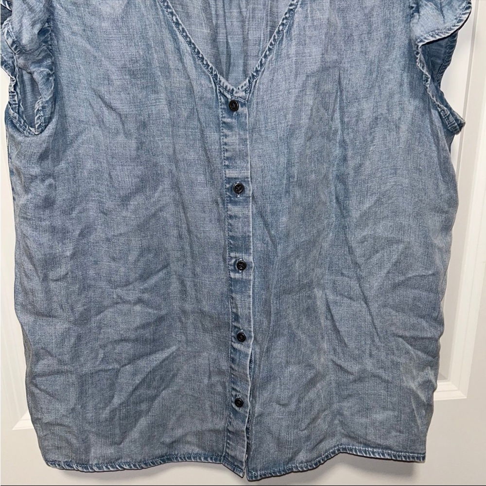 Jane and Delancey Light Blue Ruffled Blouse - Picture 5 of 7